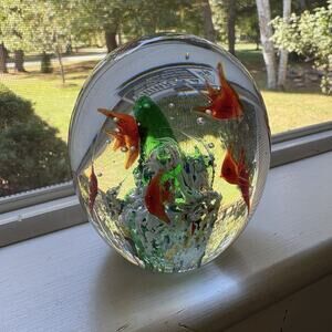 Fish Aquarium Art Glass Paperweight 5"